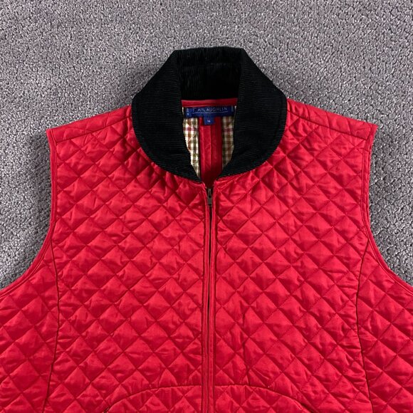 J. McLaughlin Vest Women's Medium Red Quilted Corduroy Collar - Picture 2 of 13